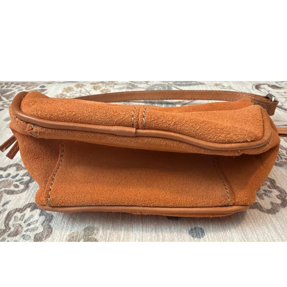 Fossil Small Orange Suede Leather Shoulder Bag Hobo Vintage Y2K Boho Minimalist - Picture 3 of 8